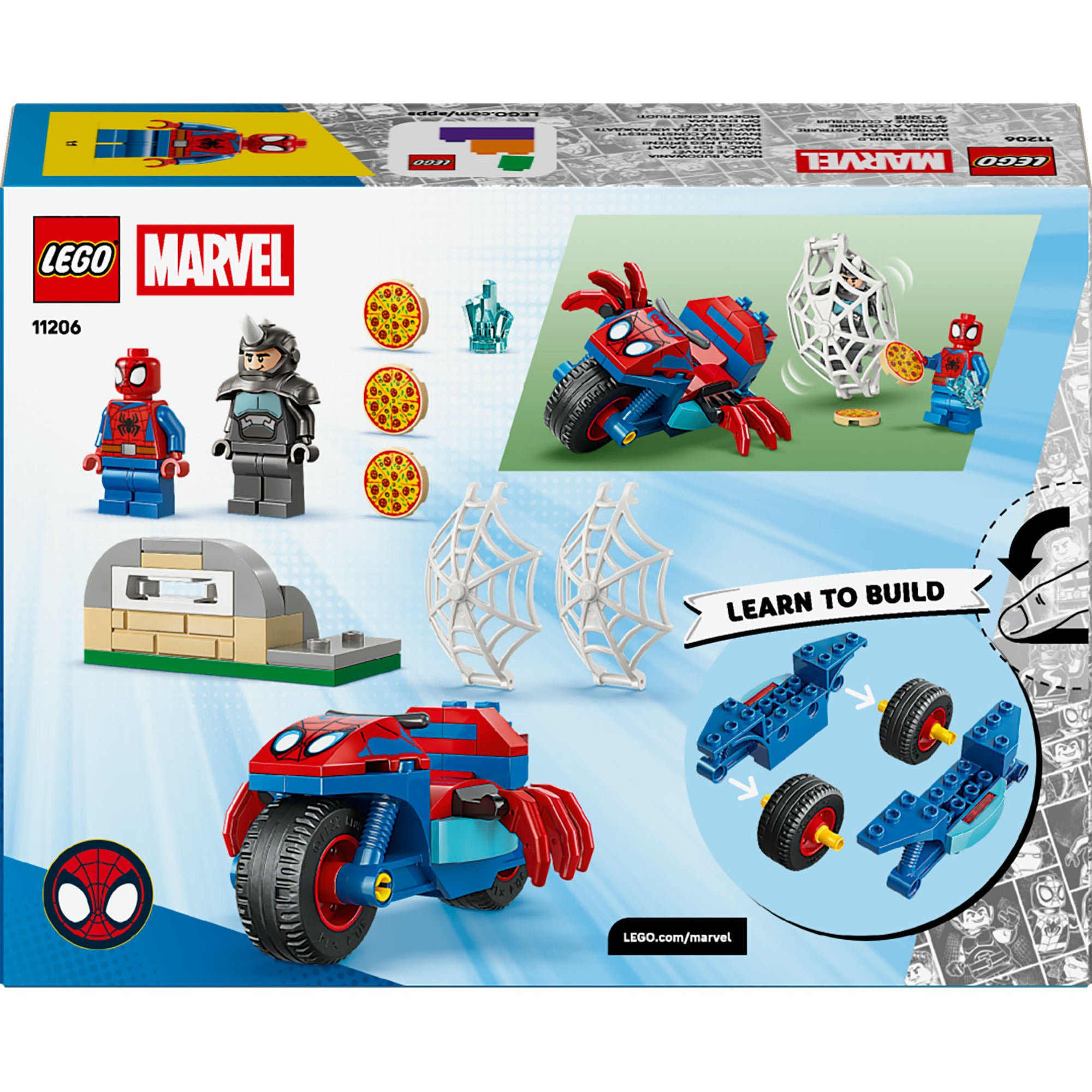 Lego marvel - spidey op zijn motor vs. rhino constructiespeelgoed (11206)