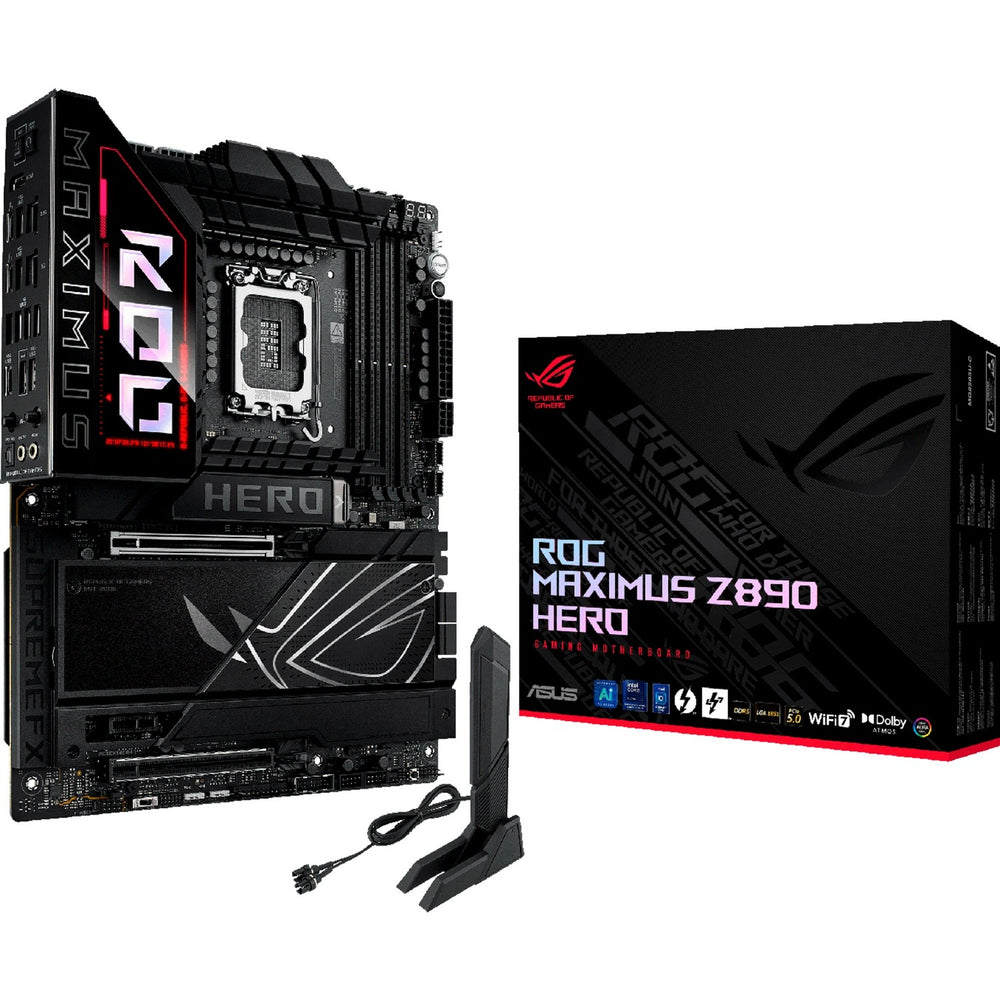 Asus rog maximus z890 hero socket 1851 moederbord (zwart, raid, 2.5gb-lan, 5gb-lan, wi-fi 7, bt, sound, atx)