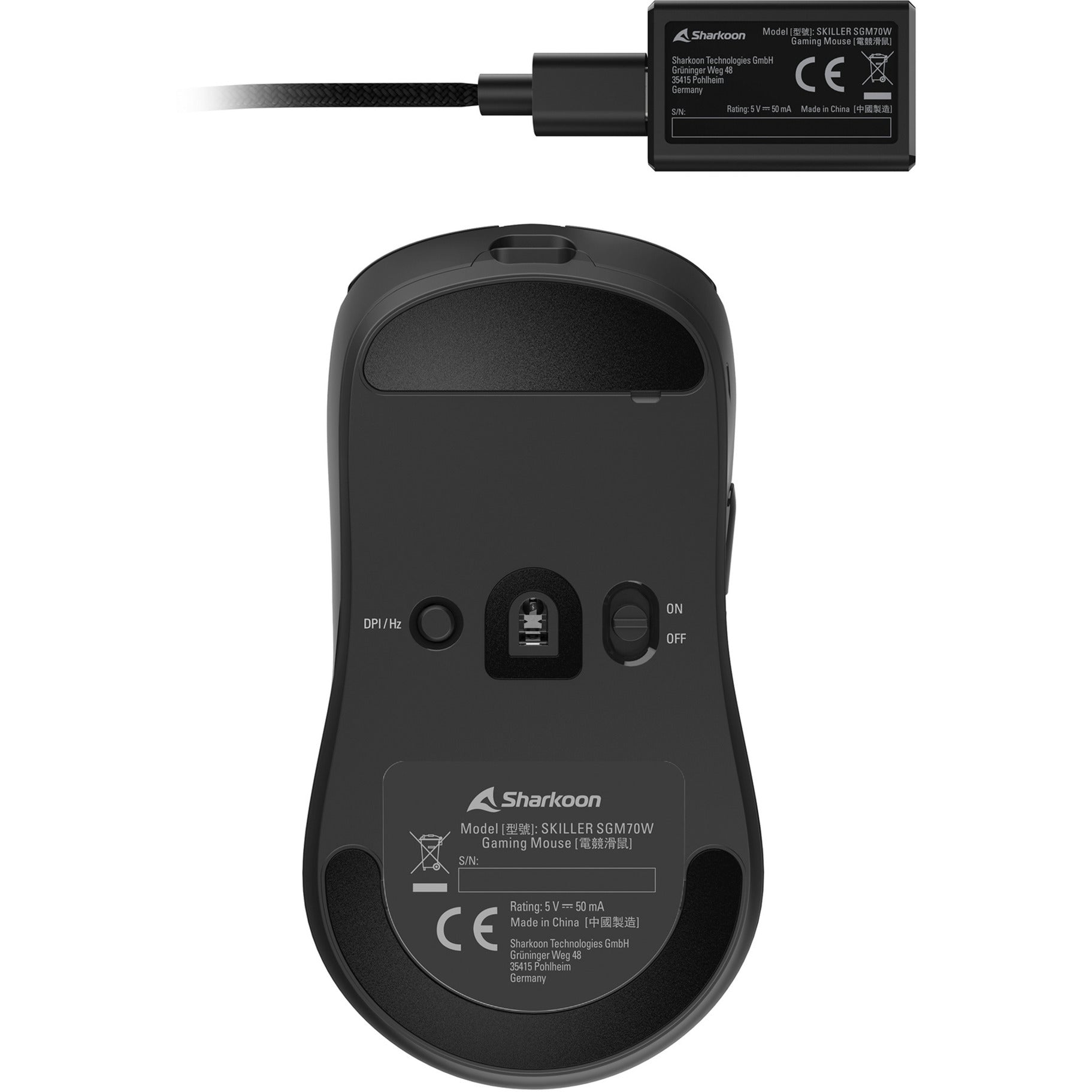 Sharkoon skiller sgm70w gaming muis (zwart, 400 - 26.000 dpi)
