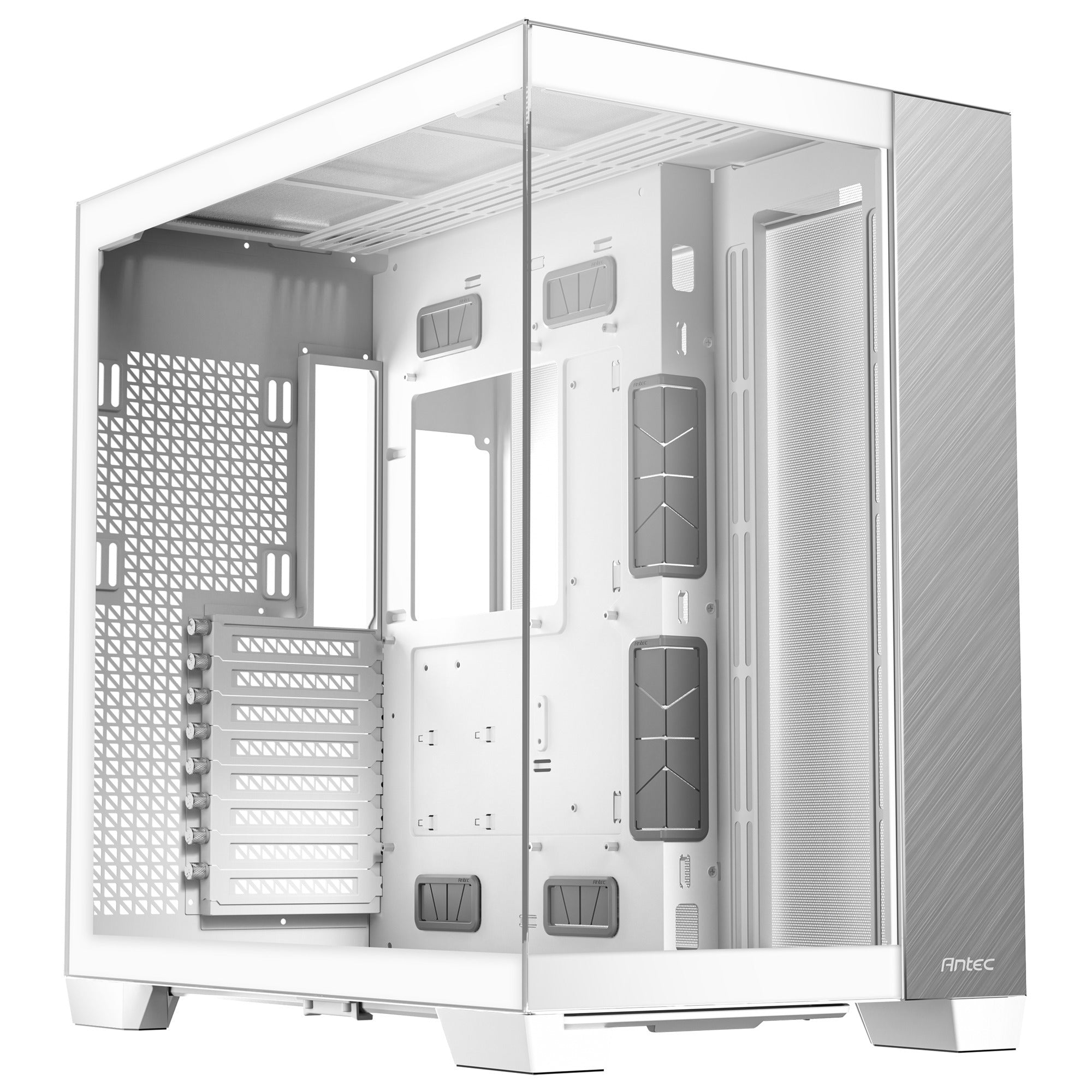 Antec c8 aluminum midi tower behuizing (wit zilver | 2x usb-a | 1x usb-c | tempered glass)