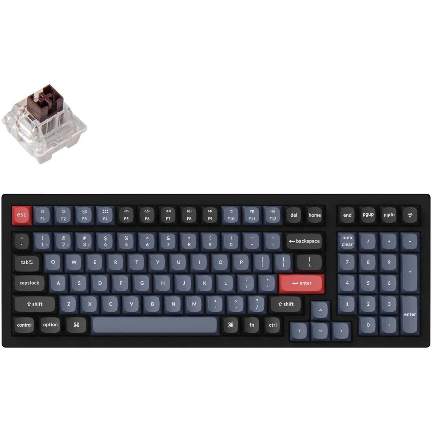 Keychron k4 pro-h3, toetsenbord (zwart, us lay-out, k pro brown, rgb leds, hot swap, 96%, double-shot pbt, bluetooth 5.1)