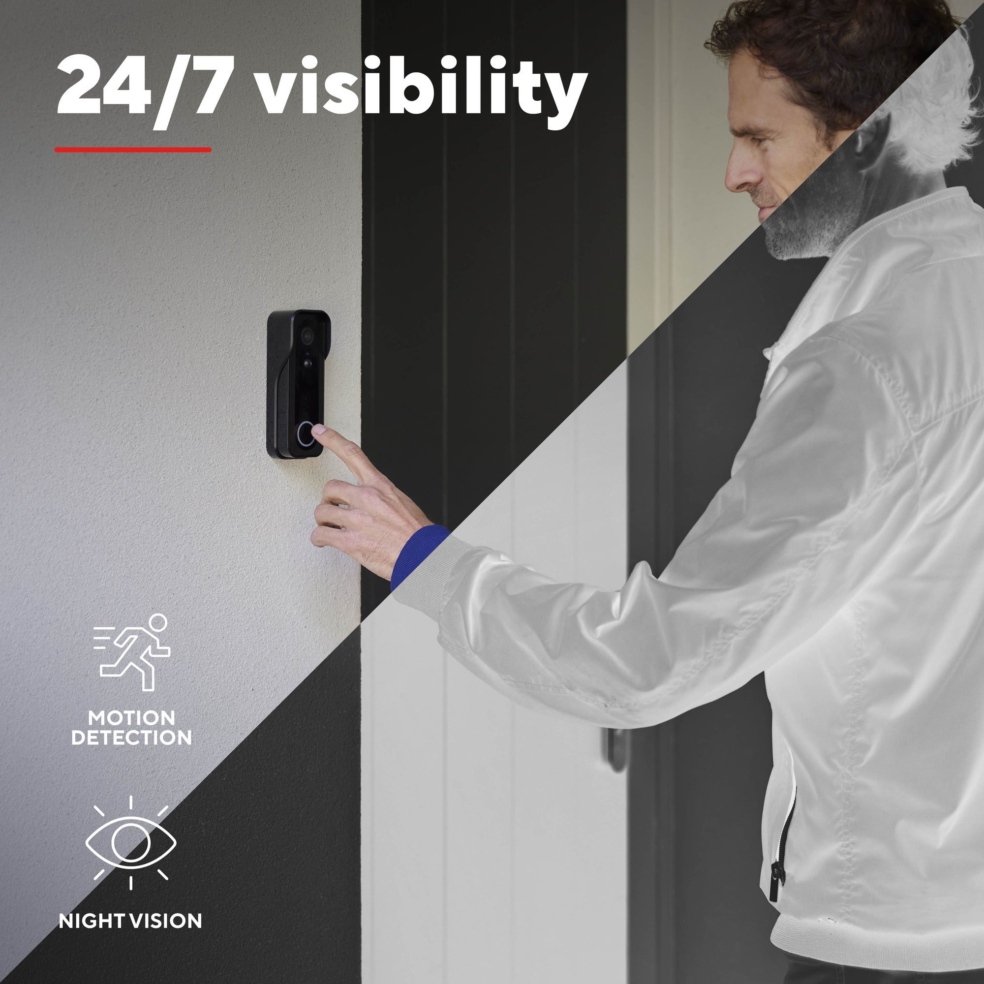 Trust draadloze video deurbel - doorcam-3000 - accu oplaadbaar met usb-c - 2k 3mp - geen abonnementskosten - inclusief chime - deurbel met camera - zwart