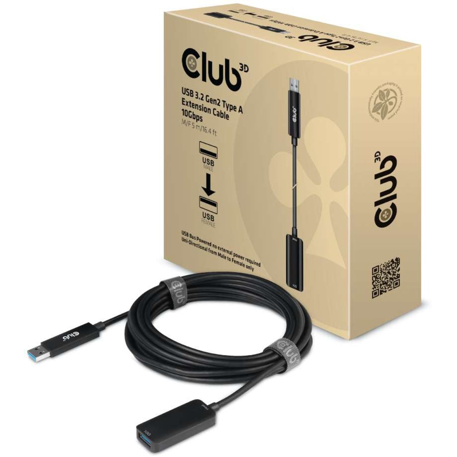 Club 3d usb-a 3.2 gen 2 verlengkabel (zwart, 5 meter)