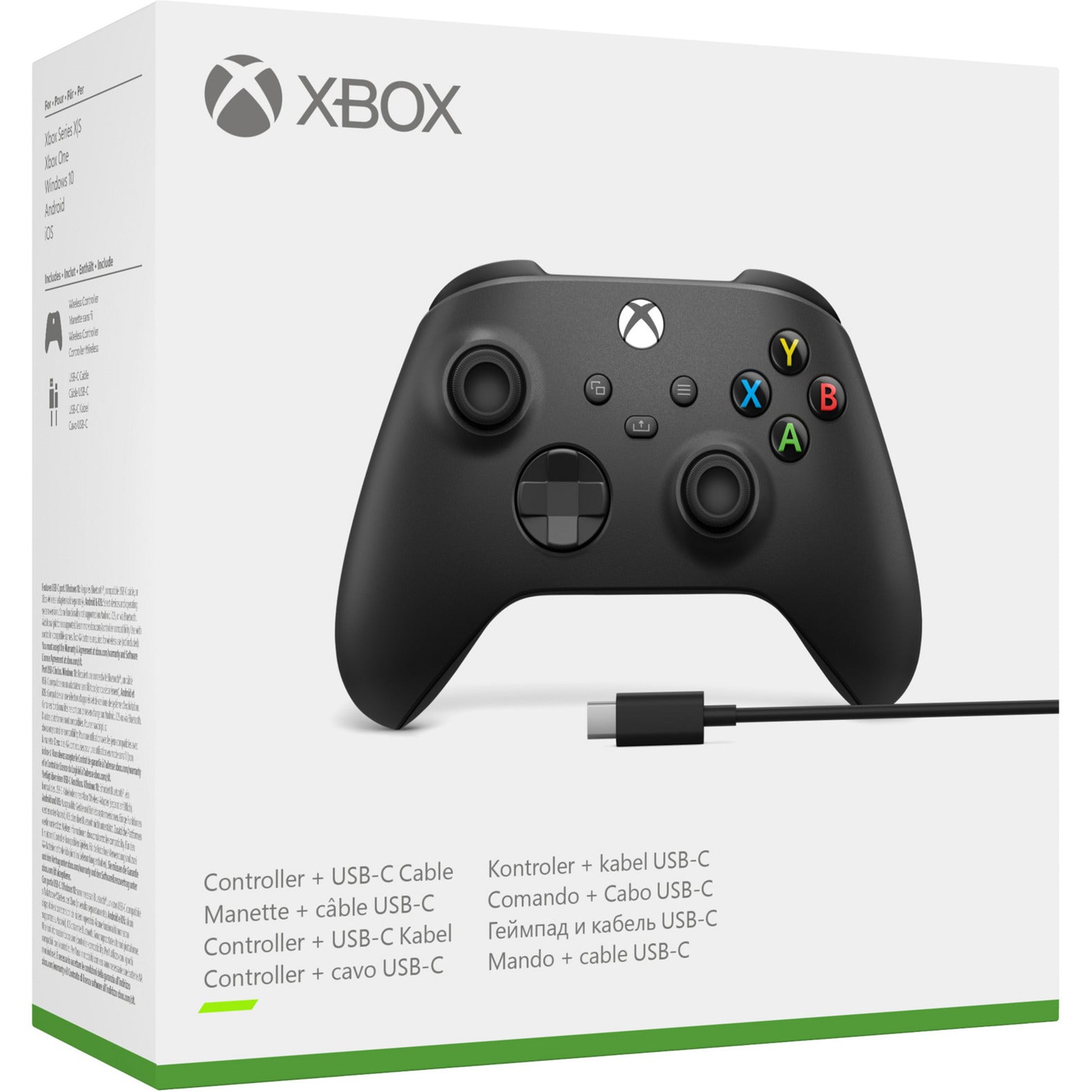 Microsoft xbox wireless controller + usb-c kabel (zwart, incl. usb-c-kabel | pc, xbox one, xbox series x, xbox series s)
