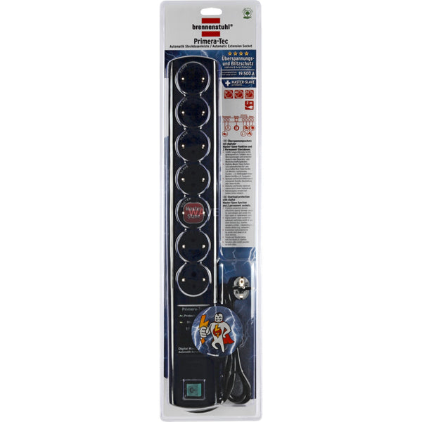 Brennenstuhl primera-tec 19,500 A automatic power strip with surge protection black 2m H05VV-F 3G1.5