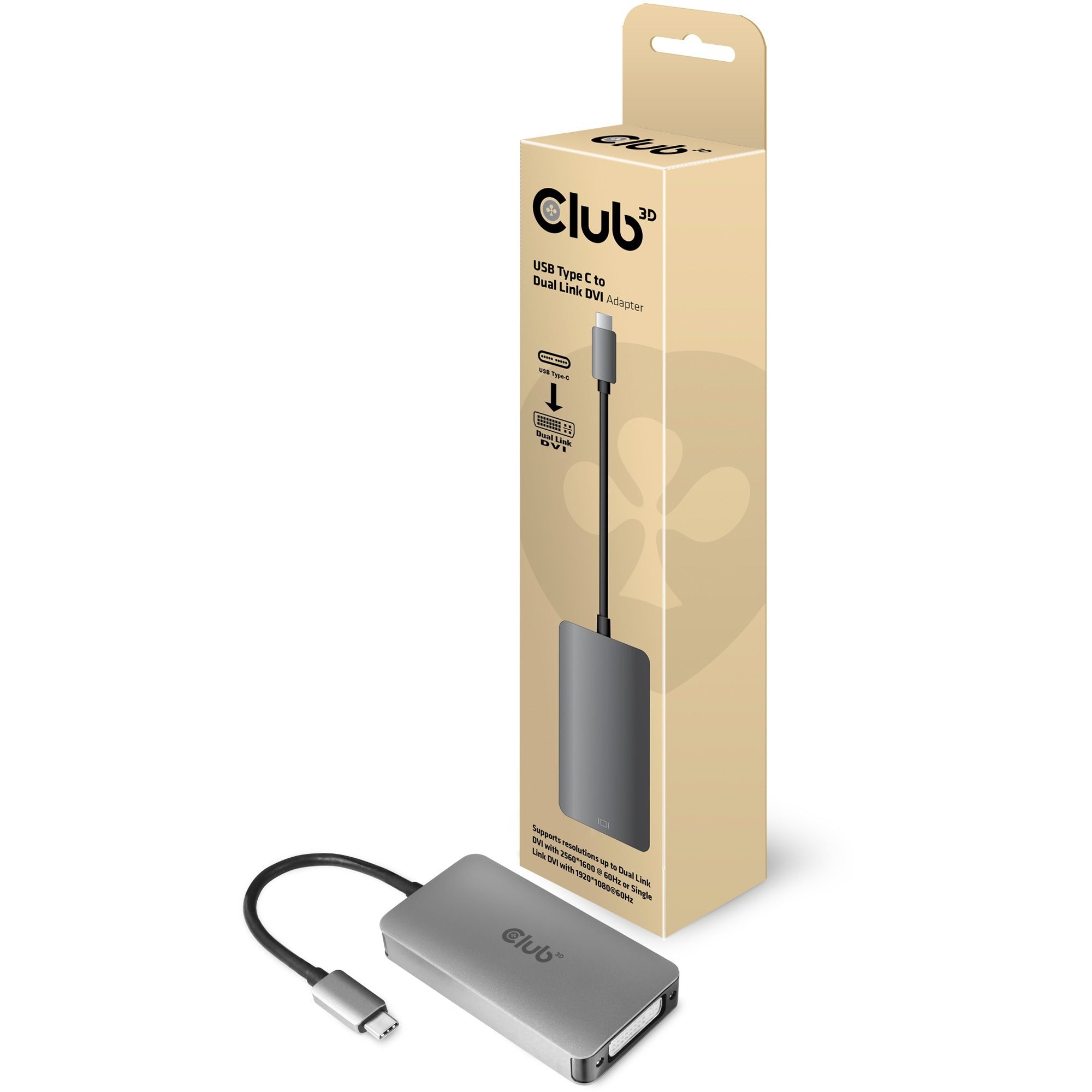 Club 3D Club 3D USB Type C naar DVI-I DUAL LINK actieve adapter