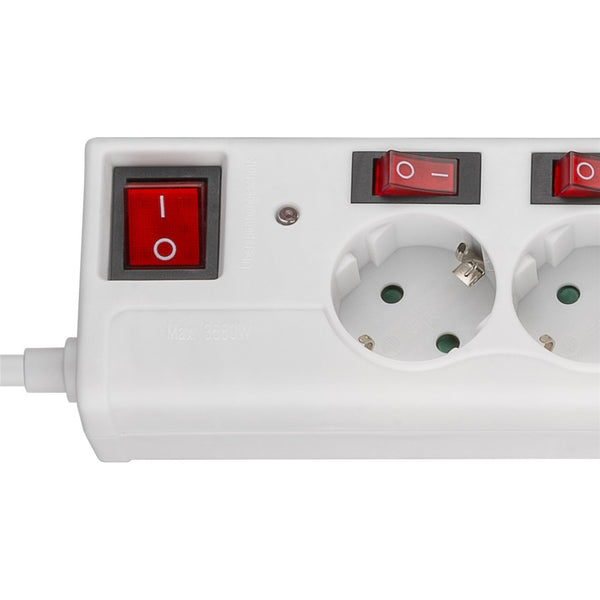 Goobay 6-Way Power Strip with Switch (white, 1.5 meter cable)