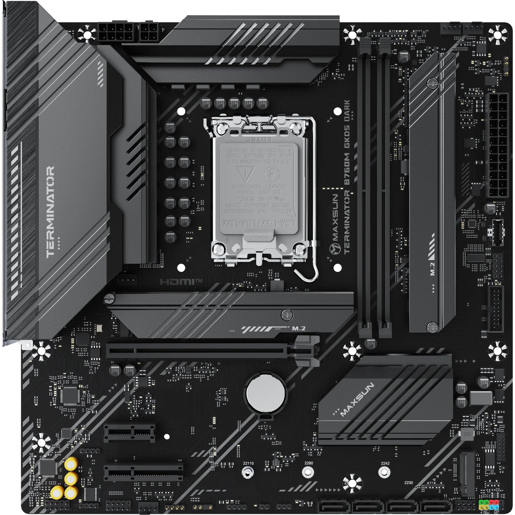 Maxsun ms-terminator b760m gkd5 dark socket 1700 moederbord (zwart, raid, 2.5 gb-lan, sound, µatx)