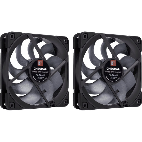 Noctua nf-a12x25 g2 pwm sx2-pp chromax.black case fans (zwart, 2 stuks, 120 x 120 x 25 mm)