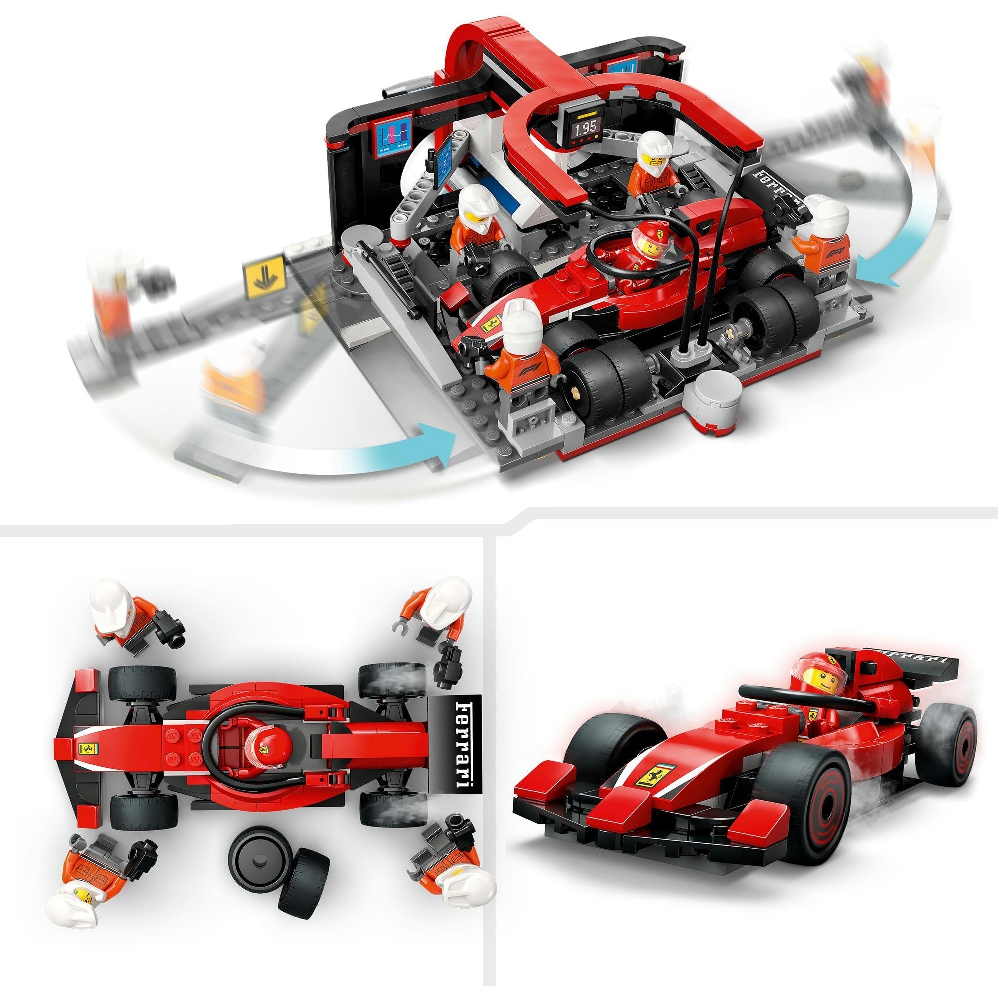 Lego city f1 pitstop en pitcrew met ferrari auto - 60443