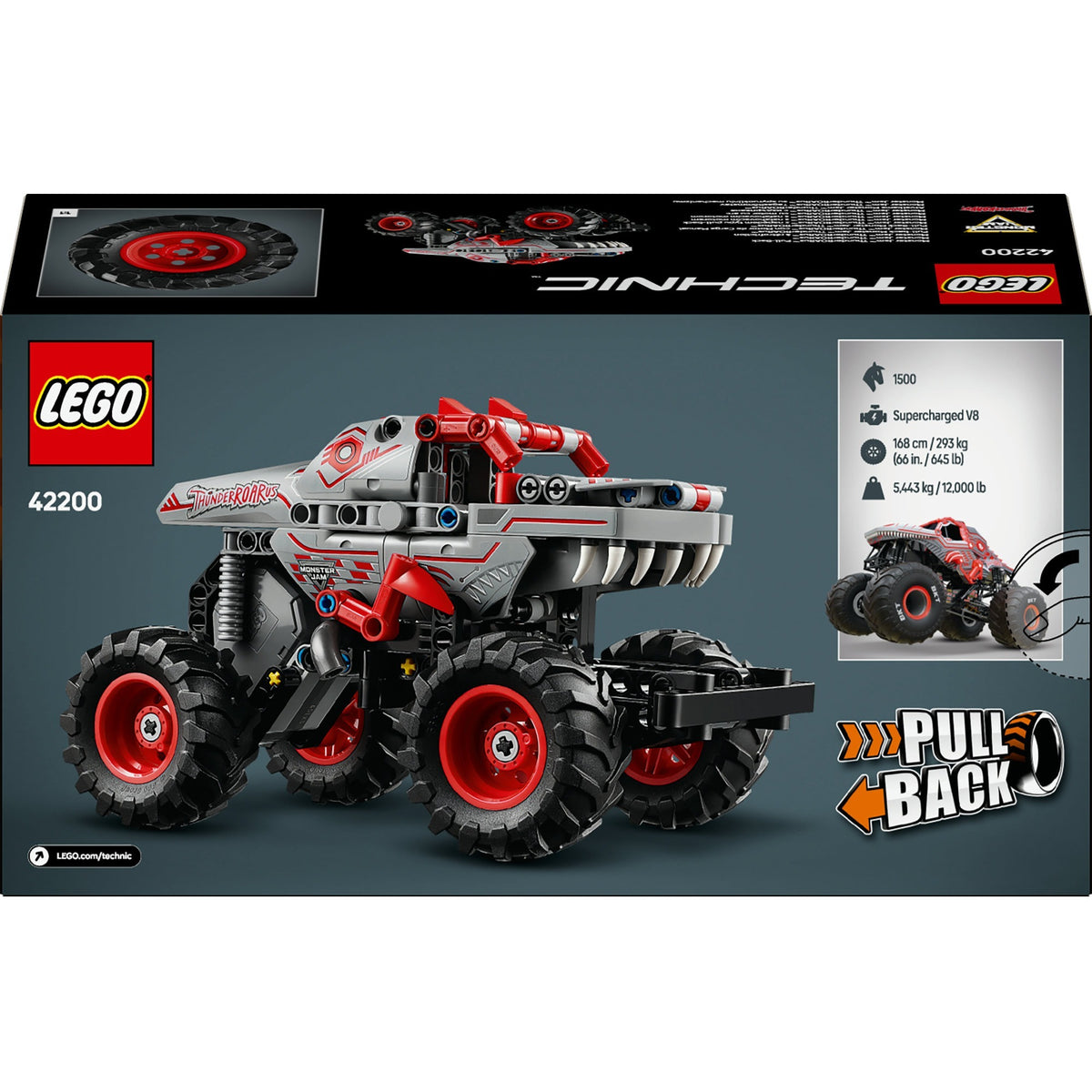 Lego technic monster jam™ thunderroarus™ pull-back truck - 42200