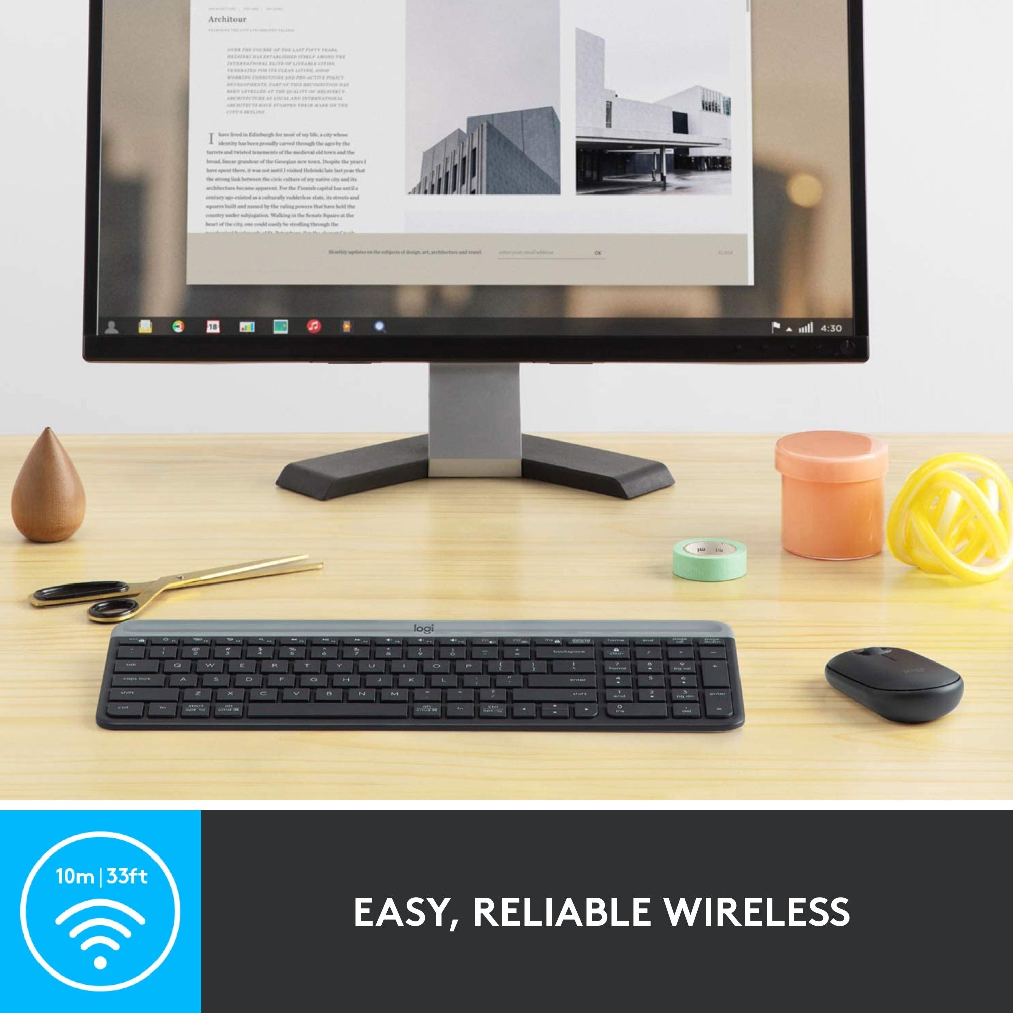 Logitech mk470 slim wireless keyboard and mouse combo , desktopset (zwart, us-international, scissor switches, 1000 dpi)