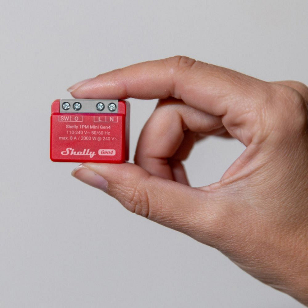 Shelly 1pm mini gen4 relais (rood, bluetooth 4.2, wi-fi)