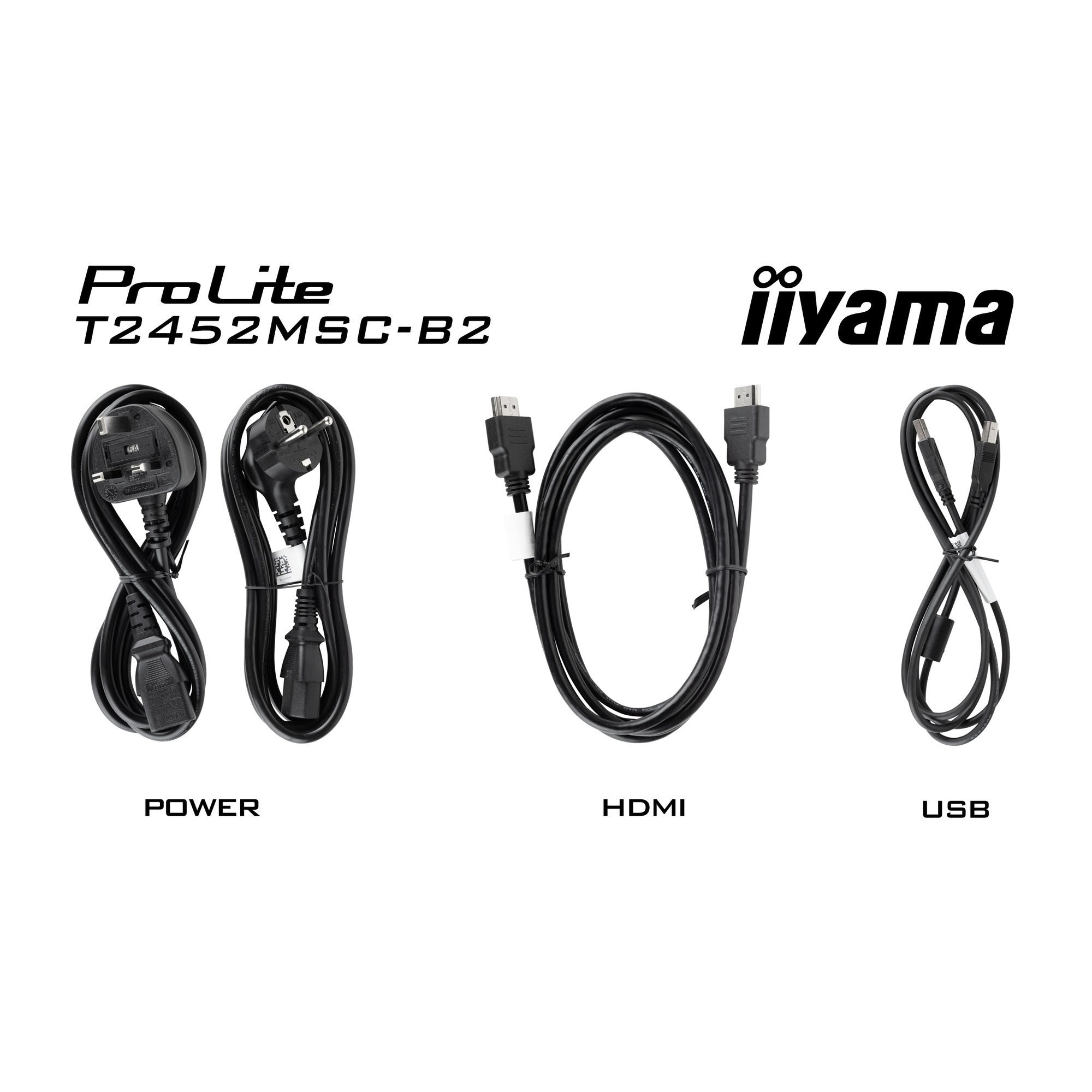 Iiyama prolite t2452msc-b2 24 touchscreen monitor (zwart, hdmi, displayport, usb, audio, touch, 120hz )