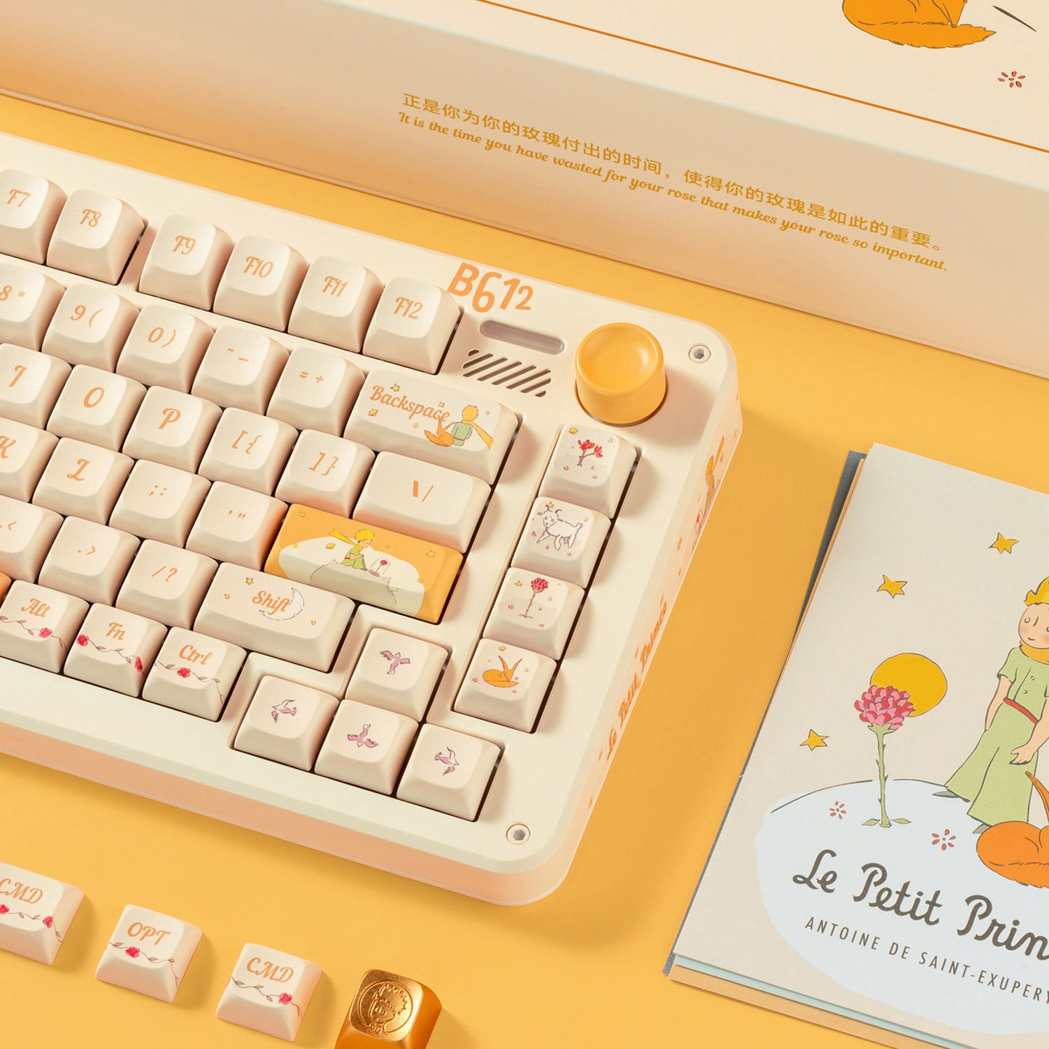 Iqunix zx75 sunset ponder wireless mechanical keyboard, gaming toetsenbord (lichtgeel, us lay-out, gateron red, rgb leds, 75%, hot-swappable, double-shot pbt, 2.4ghz | bluetooth 5.1 | usb-c)
