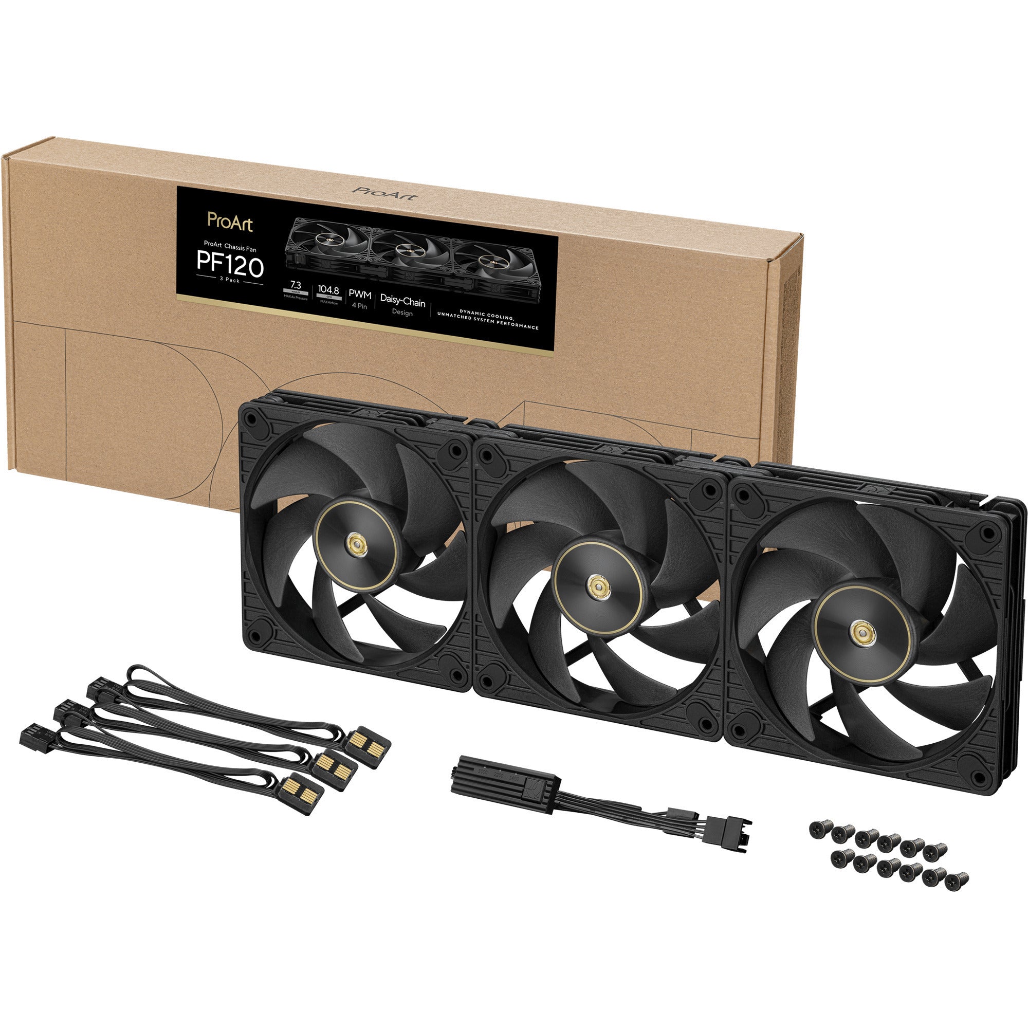 Asus proart pf120 fan - triple pack case fans (zwart, 3 stuks, 120 x 120 x 28 mm, 3 stuks)