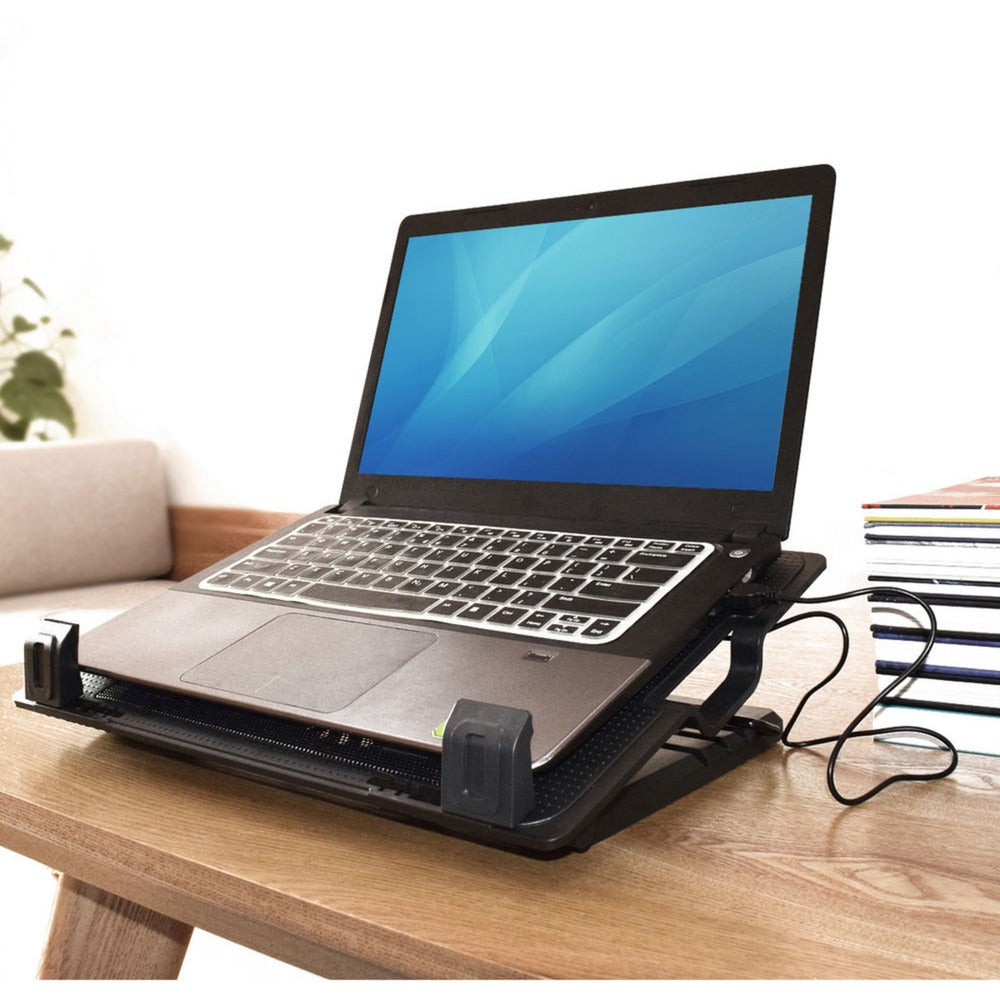 Act connectivity ac8110 laptopstandaard laptopkoeler (zwart, tot 17 in hoogte verstelbaar, 2-poorts hub)