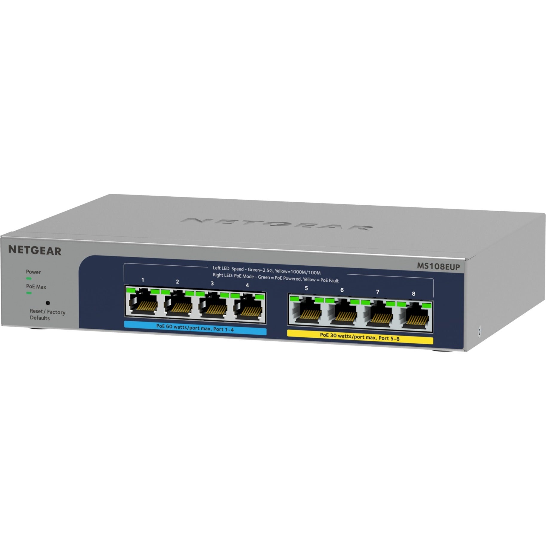 Netgear ms108up switch (grijs)