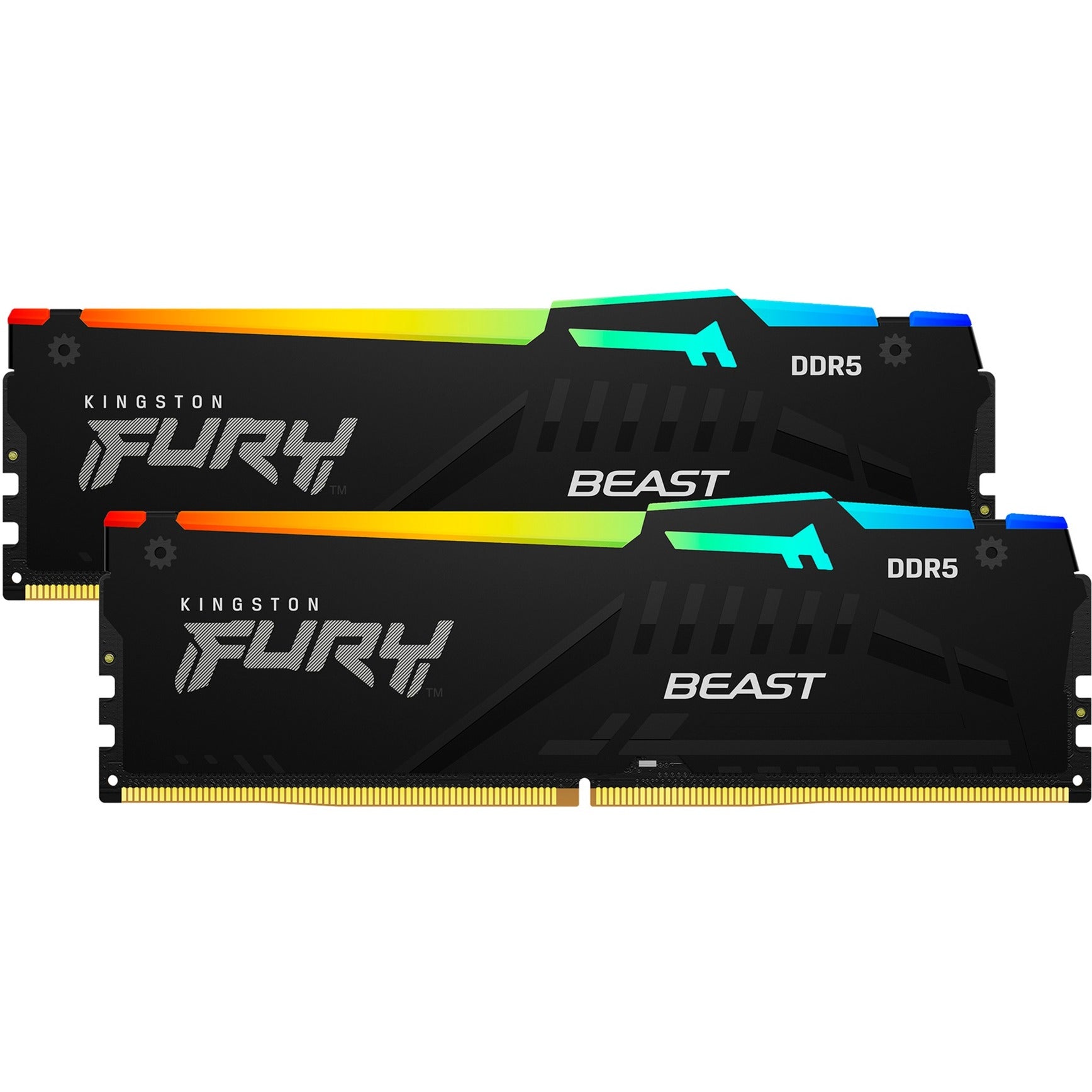 Kingston fury beast rgb 64 gb ddr5-6000 (2x 32 gb) werkgeheugen (zwart, kf560c36bbeak2-64, expo)