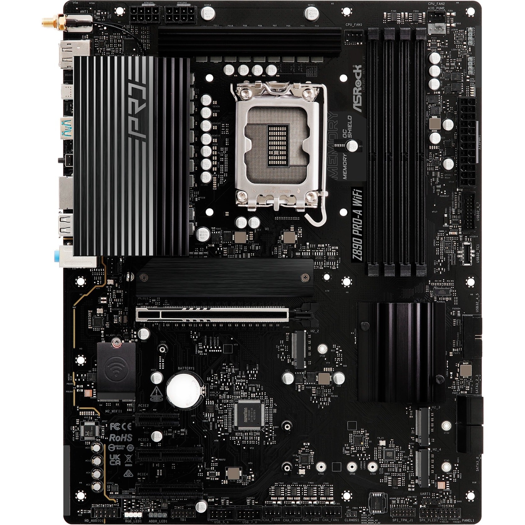 Asrock z890 pro-a wifi socket 1851 moederbord (zwart, raid, 2.5gb-lan, wi-fi 6e, bt, sound, atx)