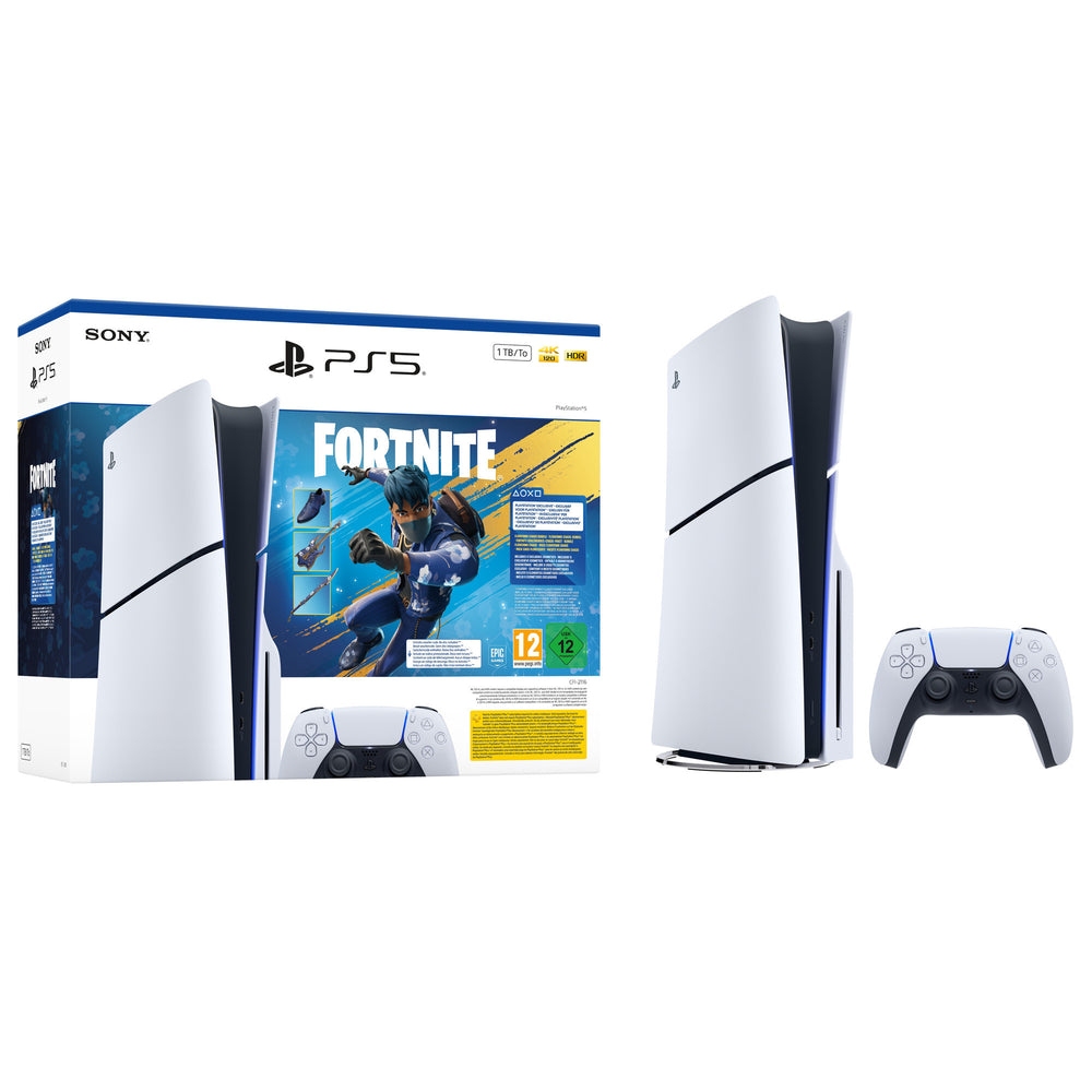 Sony playstation 5 (slim) - 1 tb - fortnite flowering chaos bundel spelconsole (wit zwart)
