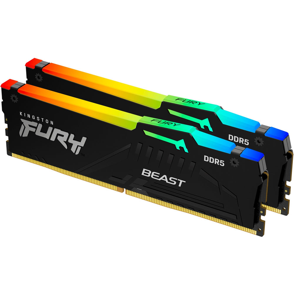 Kingston fury beast rgb 64 gb ddr5-5600 (2x 32 gb) werkgeheugen (zwart, kf556c36bbeak2-64, expo)