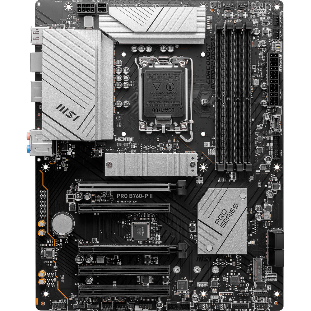 Msi pro b760-p ii socket 1700 moederbord (zwart, raid, 2,5gb-lan, sound, atx)