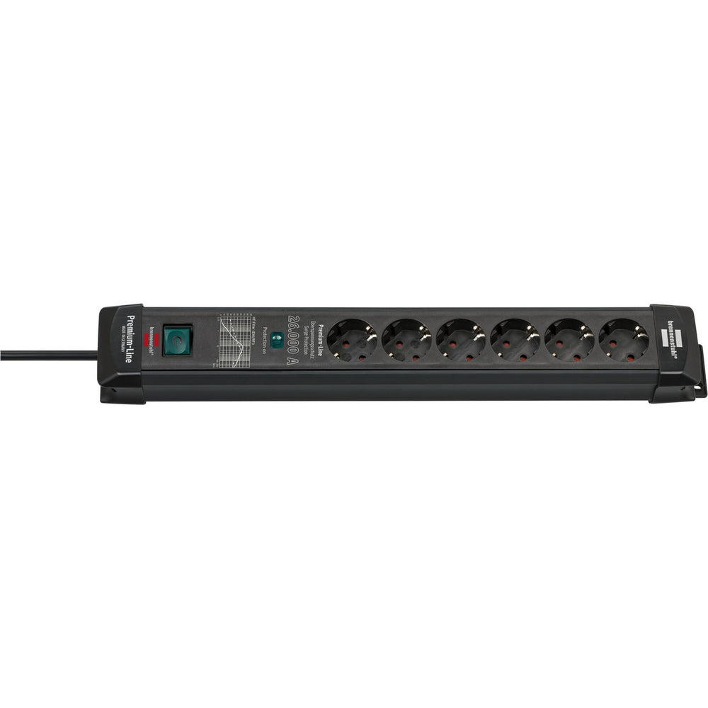 Brennenstuhl premium-line overspannings- beveiliging 26000a 6-voudig zwart 1,8m h05vv-f 3g1,5