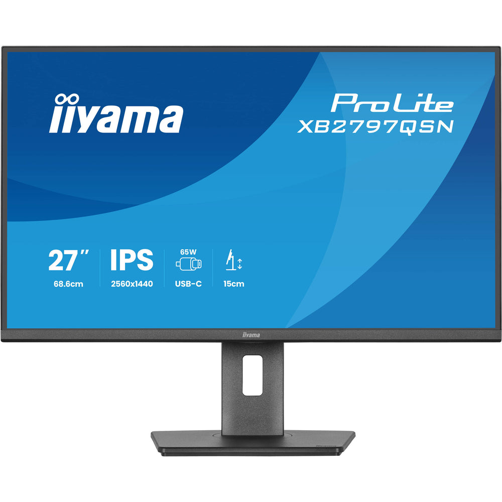 Iiyama prolite xb2797qsn-b1 27 monitor (zwart, 75 hz, hdmi, displayport, usb-c, lan, audio)