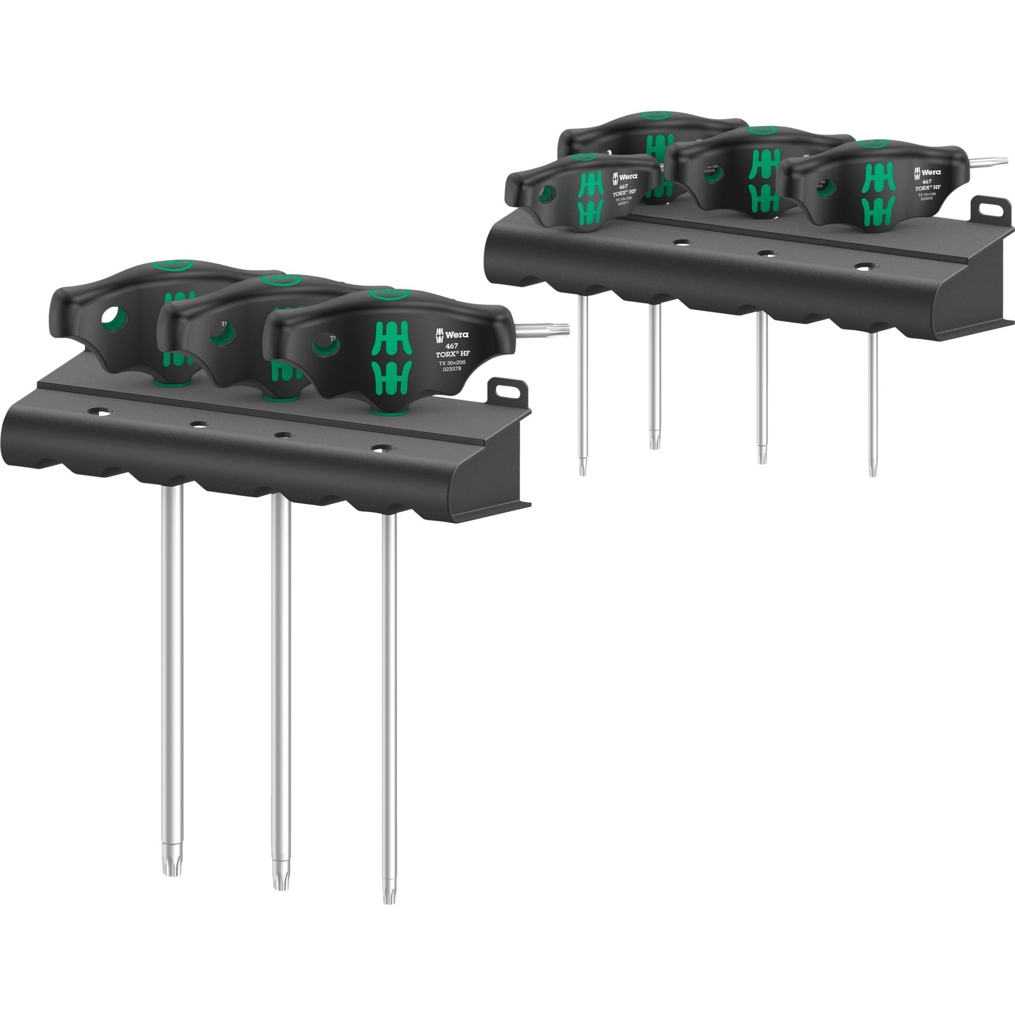 Wera 467 7 torx hf-set 1 kruiskopschroevendraaier + rek, 7 stuks (zwart groen, met holdingfunctie)