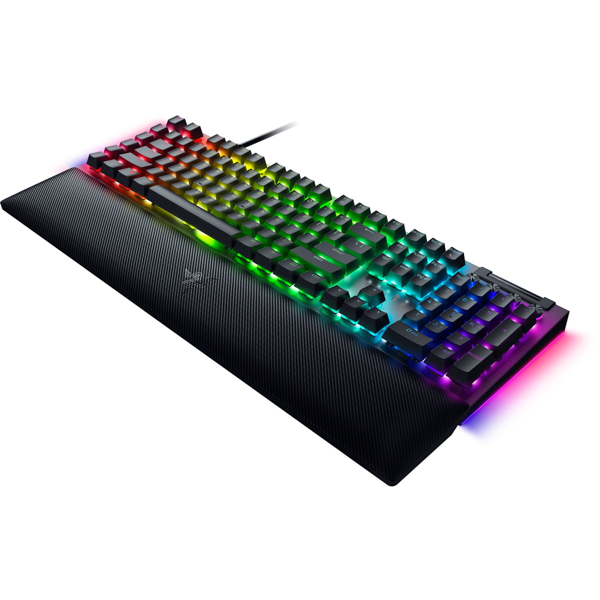 Razer blackwidow v4 rgb mechanisch gaming toetsenbord (zwart, us lay-out (qwerty), yellow, 100%)