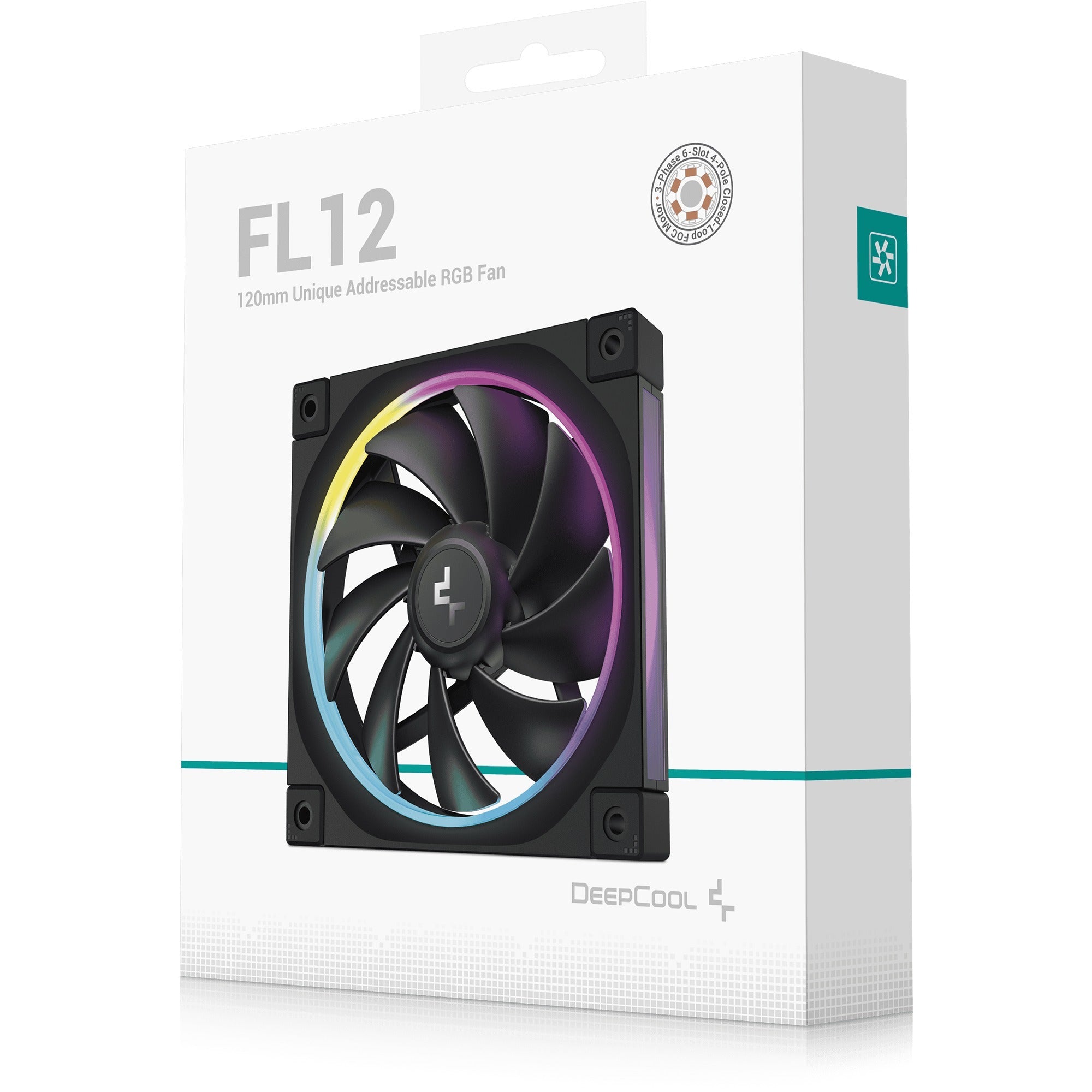 Deepcool fl12 rgb case fan (zwart, 120 x 120 x 25 mm, pwm)