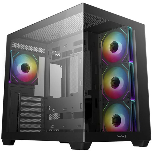 Deepcool cg530 4f midi tower behuizing (zwart | 2x usb-a | 1x usb-c | rgb | tempered glass)