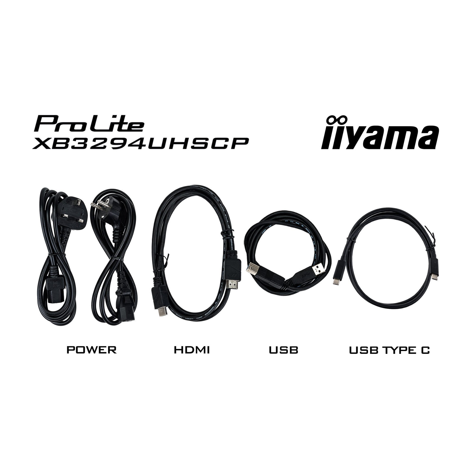 Iiyama prolite xb3294uhscp-b1 31.5 4k uhd monitor (zwart, 2x hdmi, displayport, 2x usb-a, 3x usb-c)