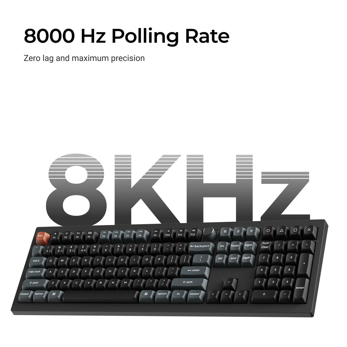 Keychron v6 ultra 8k wireless custom mechanical keyboard (zwart, us lay-out (qwerty), silk pom banana, 100%, rgb, hot swap, 2.4 ghz | bluetooth 5.3 | usb-c)