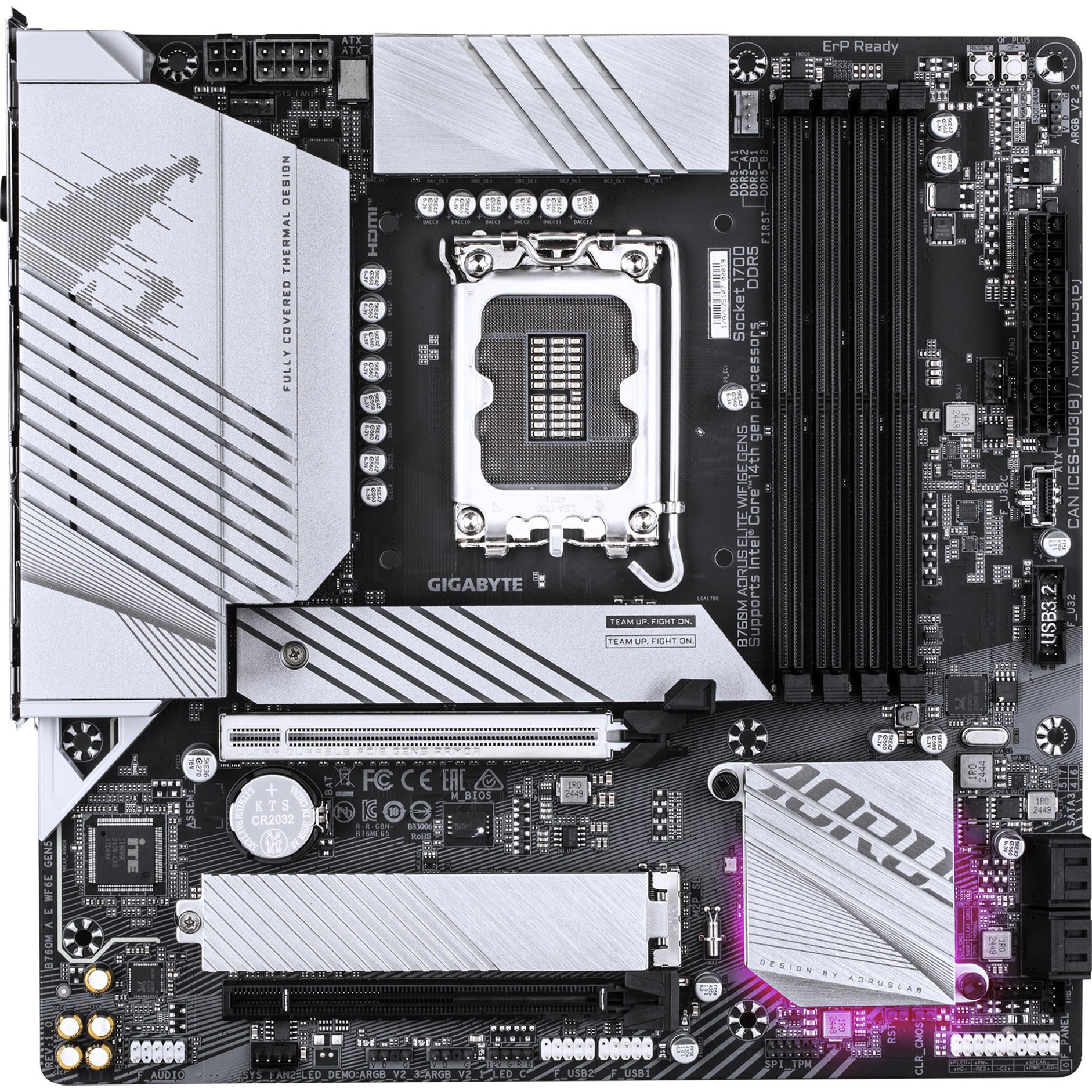 Gigabyte b760m aorus elite wifi6e gen5 socket 1700 moederbord (wit, raid, 2.5gb-lan, wi-fi 6e, bt 5.3, sound, µatx)