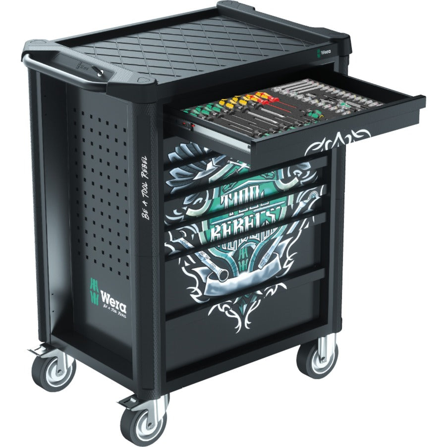 Wera 9700 tool rebel werkplaatswagen 1, 94-delig gereedschapswagen (zwart, incl. 4 schuimrubber inzetstukken met gereedschap)