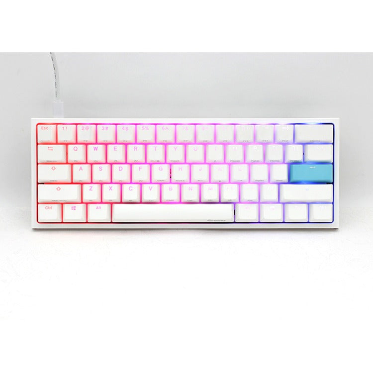 Ducky one 2 pro mini white classic rgb mechanisch gaming toetsenbord (wit, us lay-out (qwerty), cherry mx silent red, 60%, rgb led, double-shot pbt, quack mechanics)