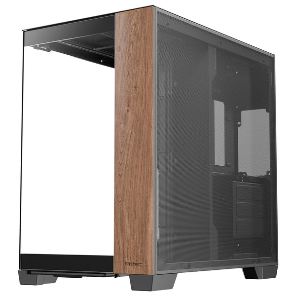 Antec c8 wood midi tower behuizing (zwart houtkleur | 2x usb-a | 1x usb-c | tempered glass)