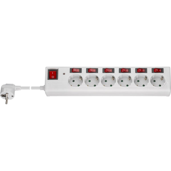 Goobay 6-Way Power Strip with Switch (white, 1.5 meter cable)