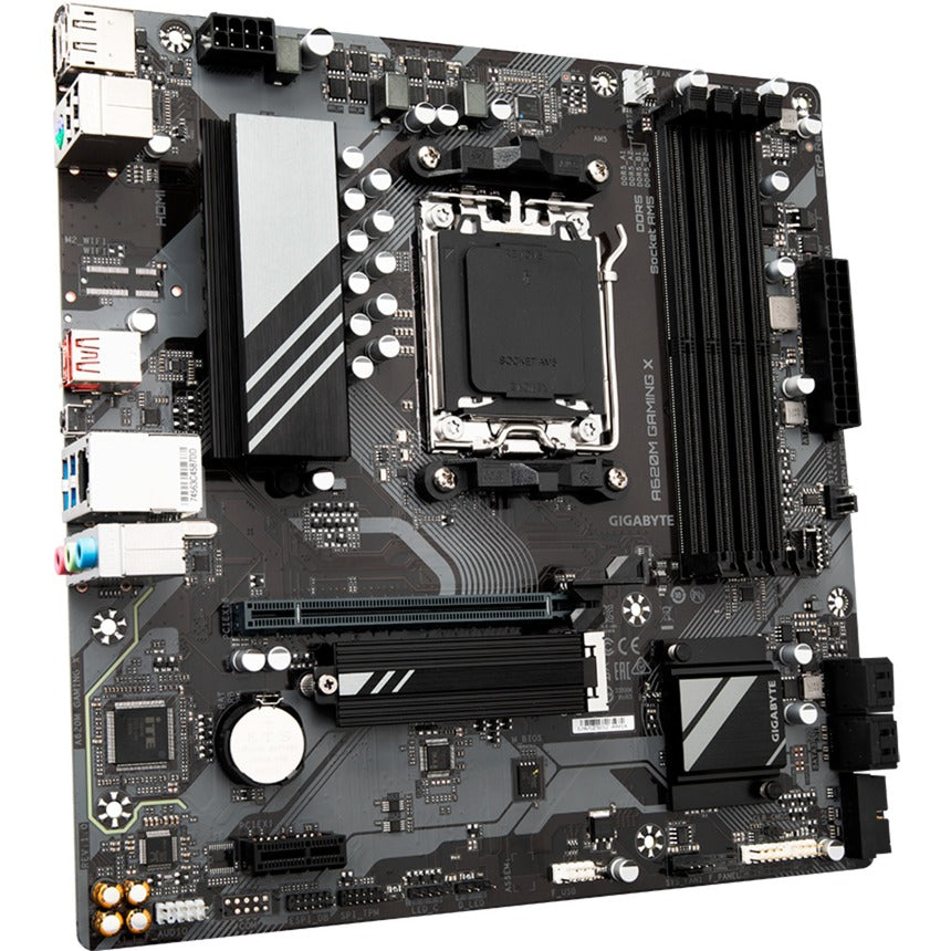 Gigabyte a620m gaming x (rev. 1.0) socket am5 moederbord (zwart grijs, raid, gb-lan, sound, µatx)