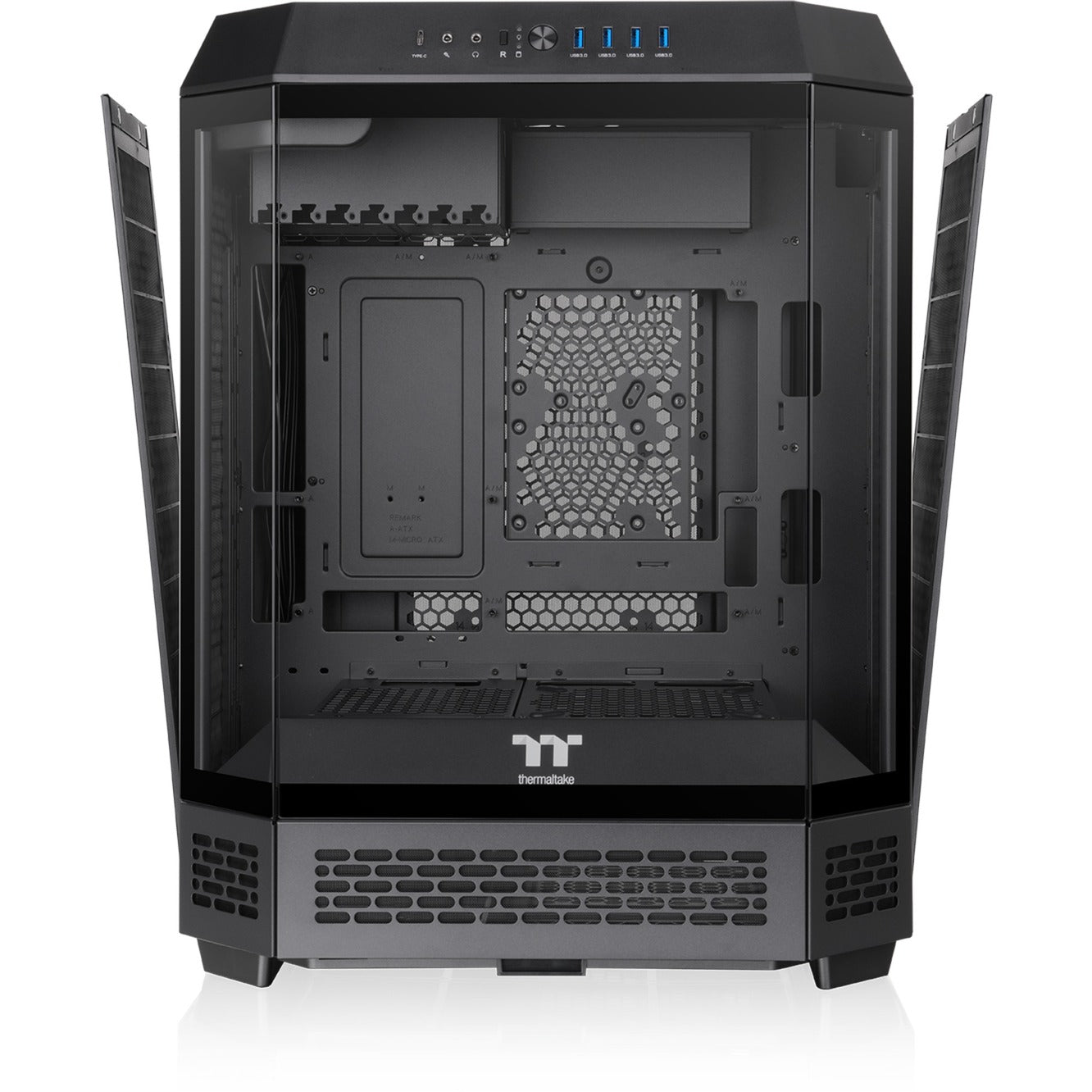 Thermaltake the tower 600 midi tower behuizing (zwart | 4x usb-a | 1x usb-c | tempered glass)