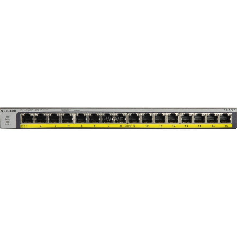 Netgear Netgear GS116LP 16-poorts PoE PoE+ Gigabit Ethernet Onbeheerd