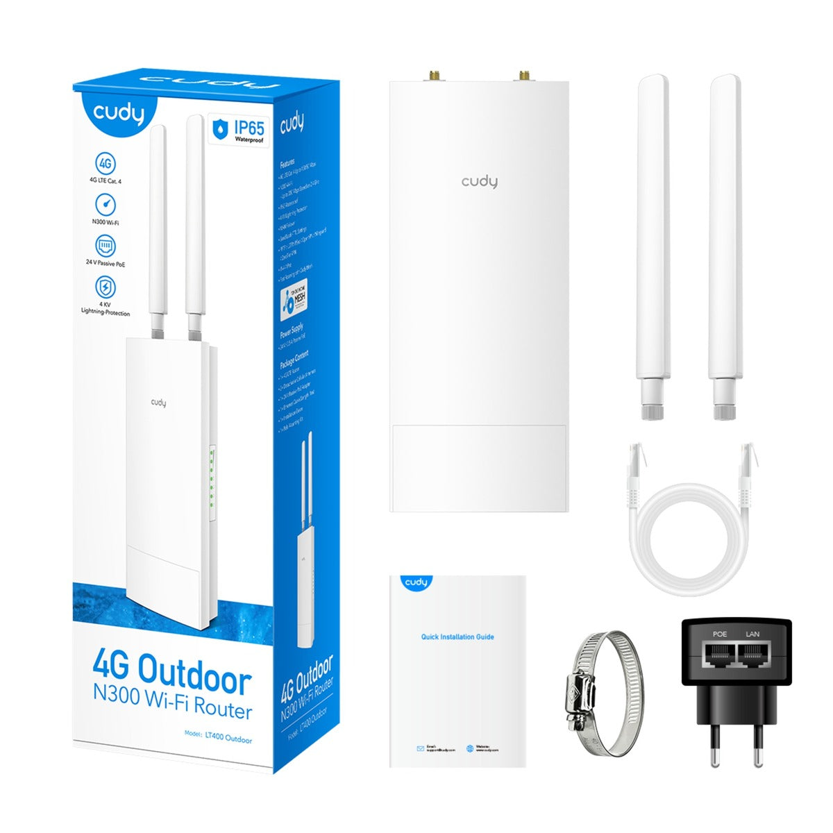 Cudy indoor outdoor 4g n300 wi-fi router (wit)