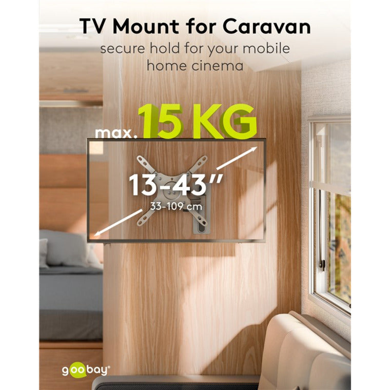 Goobay tv wall mount caravan fullmotion (m), 13 to 43 inch wandmontage (zilver)