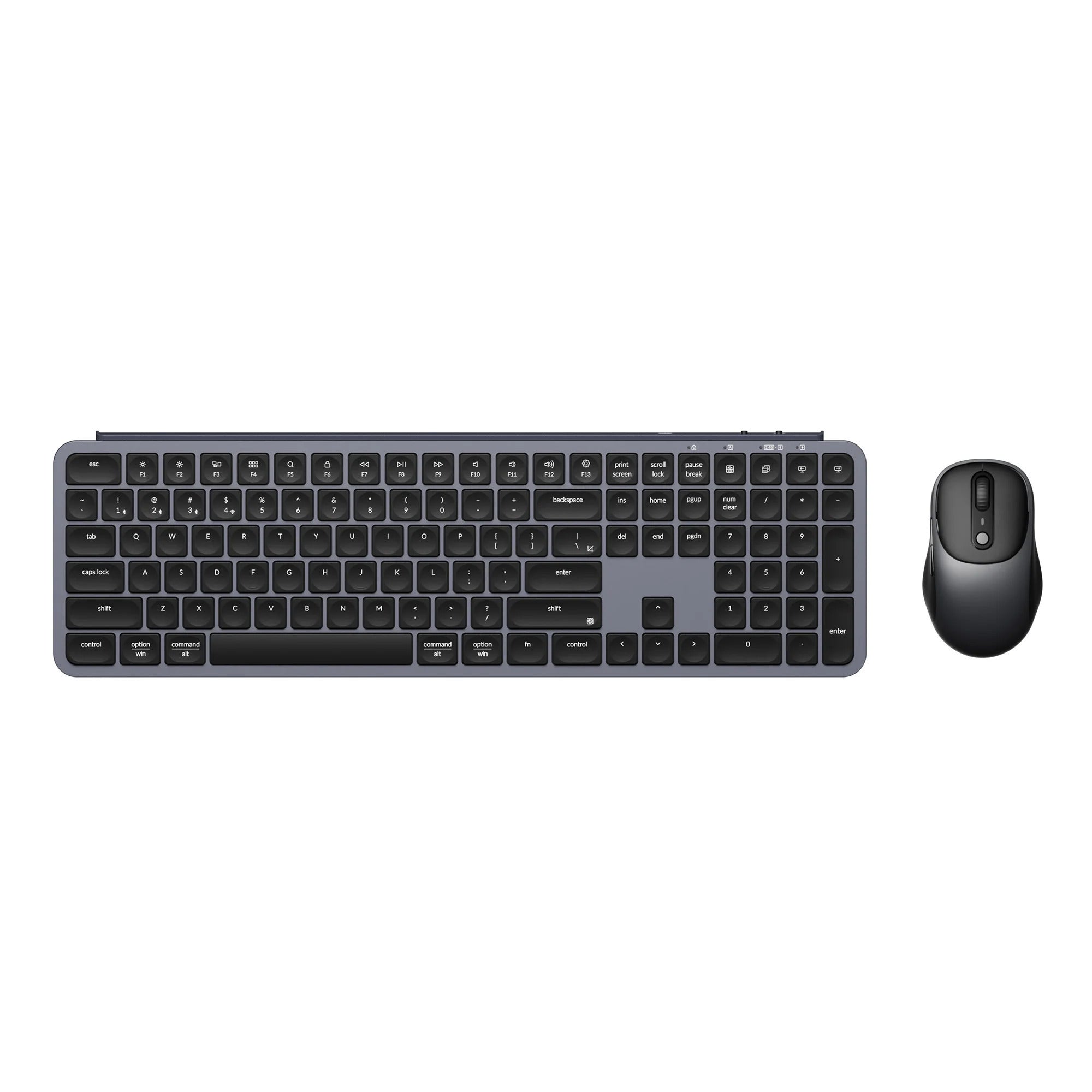Keychron b6 pro keyboard and bm24 mouse wireless combo desktopset (grijs, us lay-out (qwerty), scissor switches, 100%, 100 - 2400 dpi, abs keycaps, 2.4 ghz bluetooth usb)