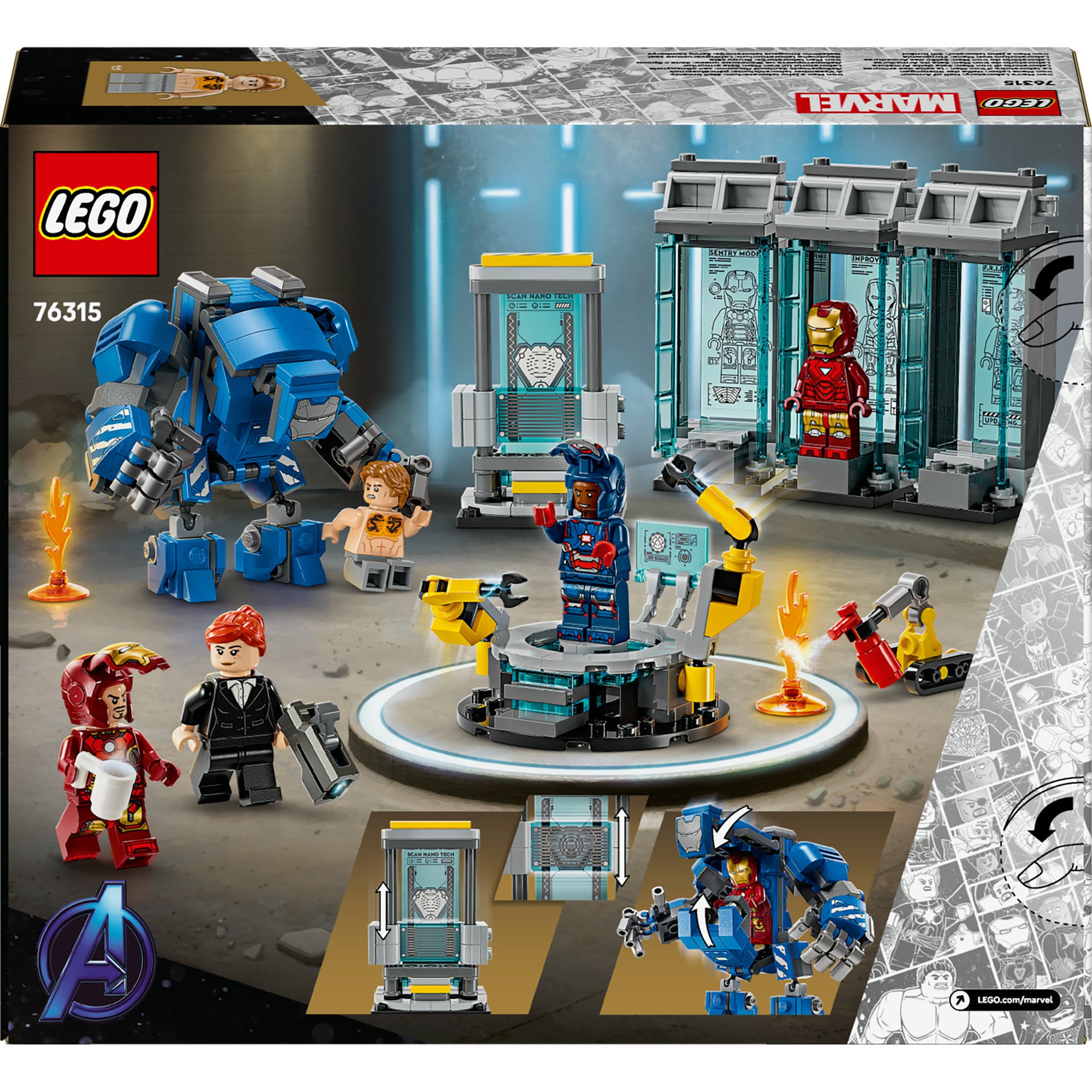 Lego 76315 superhelden wonder iron mans laboratorium: harnasruimte