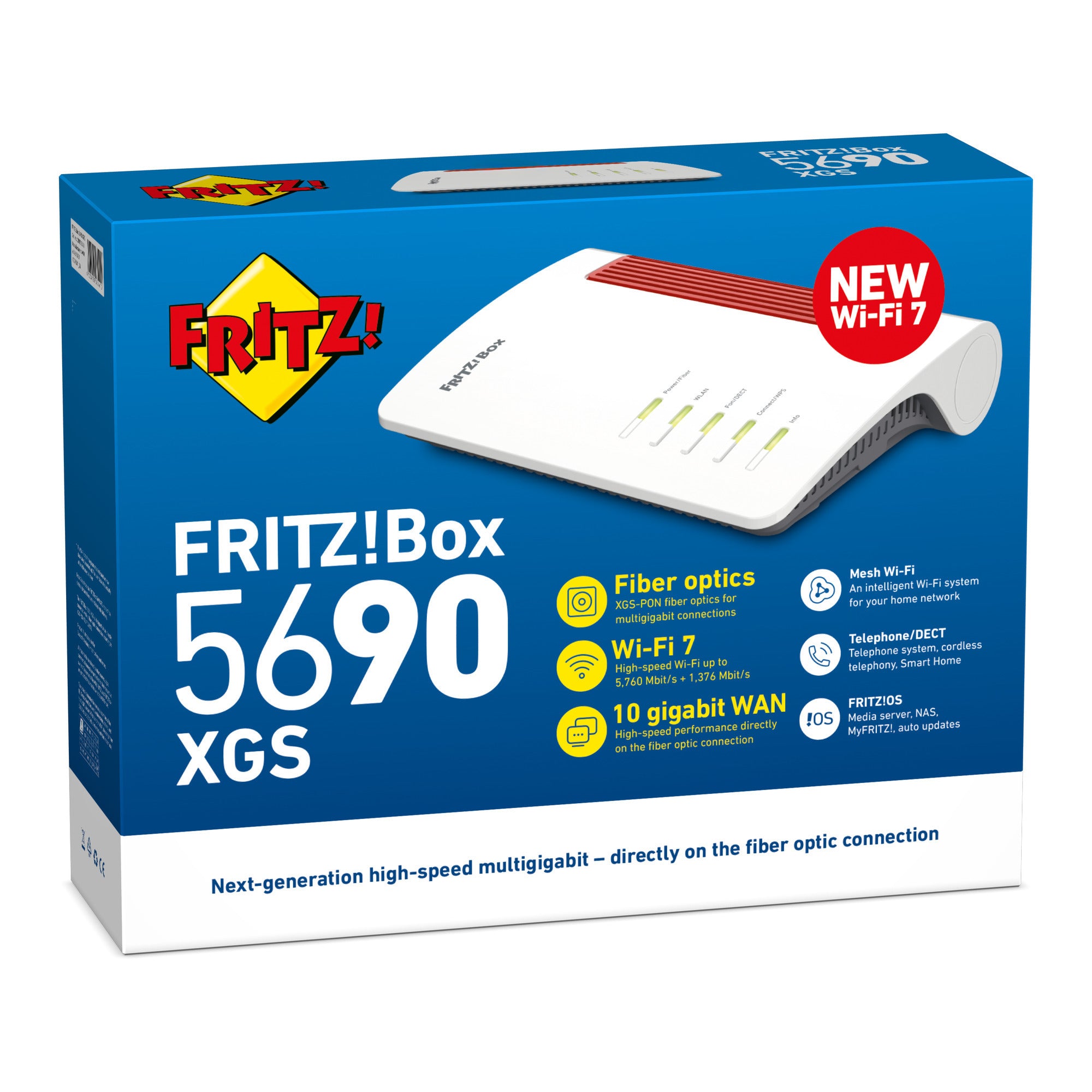 Fritz! box 5690 xgs edition international glasvezel router (wit rood, mesh wi-fi, 10 gbit s)