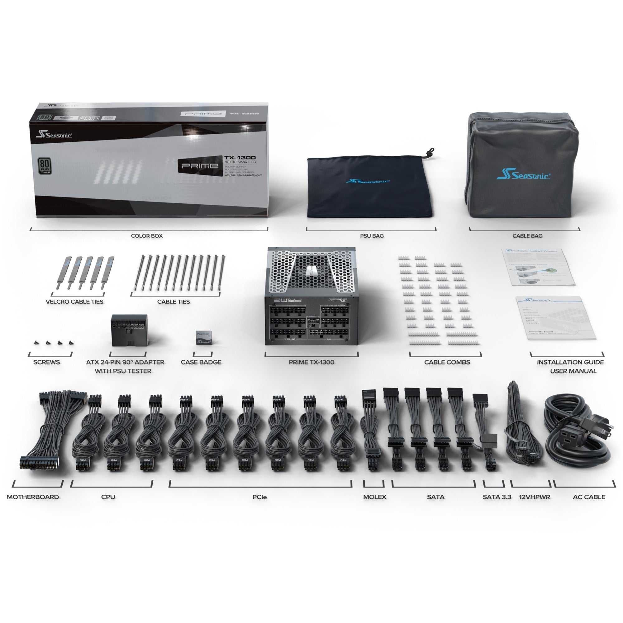 Seasonic prime tx-1300 modulaire 1300 watt voeding (zwart, 1x 12vhpwr, 6x pcie)