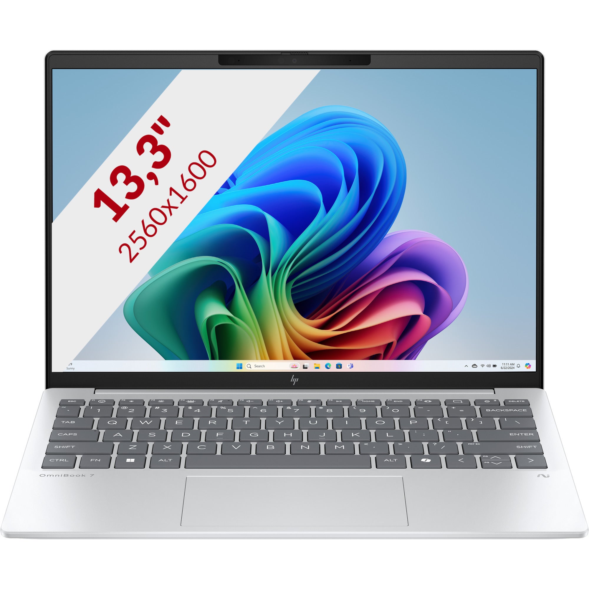 Hp omnibook 7 aerongai 13-bg1071nd 13.3 copilot+ laptop (zilver | ryzen ai 7 350 | radeon 860m | 16 gb | 1 tb ssd)